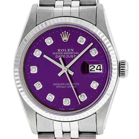 rolex datejust 36 purple|rolex 36mm datejust with diamonds.